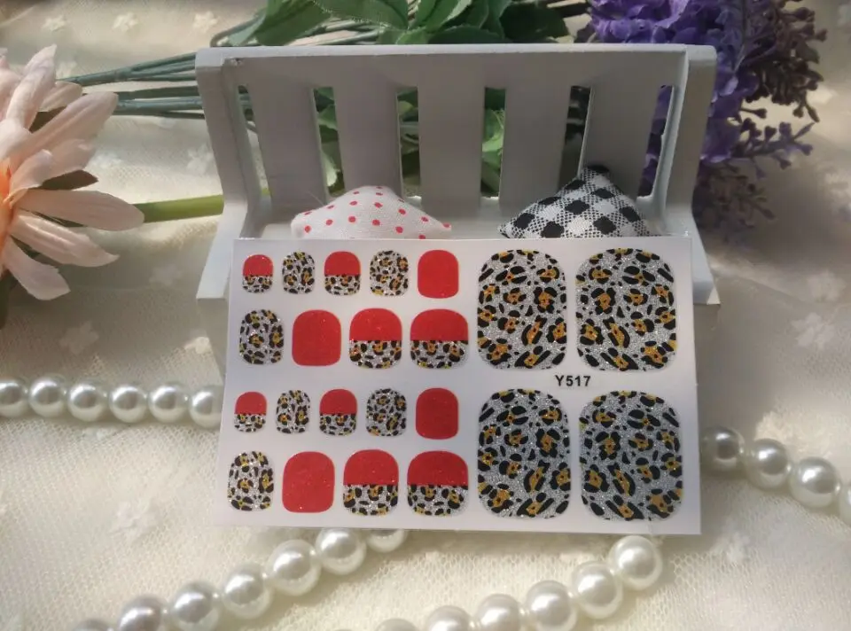 

MD017 Minx Sexy Toe Nail Wraps Decals Adhesive Nail Art Stickers Manicure Leopard Half Red Styling Tools Nail Art Decoration
