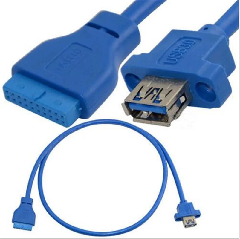 

Single Port USB 3.0 Female Screw Mount Panel Type to Motherboard 20Pin Cable 0.8M
