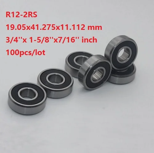 

100pcs/lot R12-2RS R12RS R12 2RS RS 3/4''x 1-5/8''x7/16'' inch Double cover Deep Groove Ball bearing 19.05x41.275x11.112mm