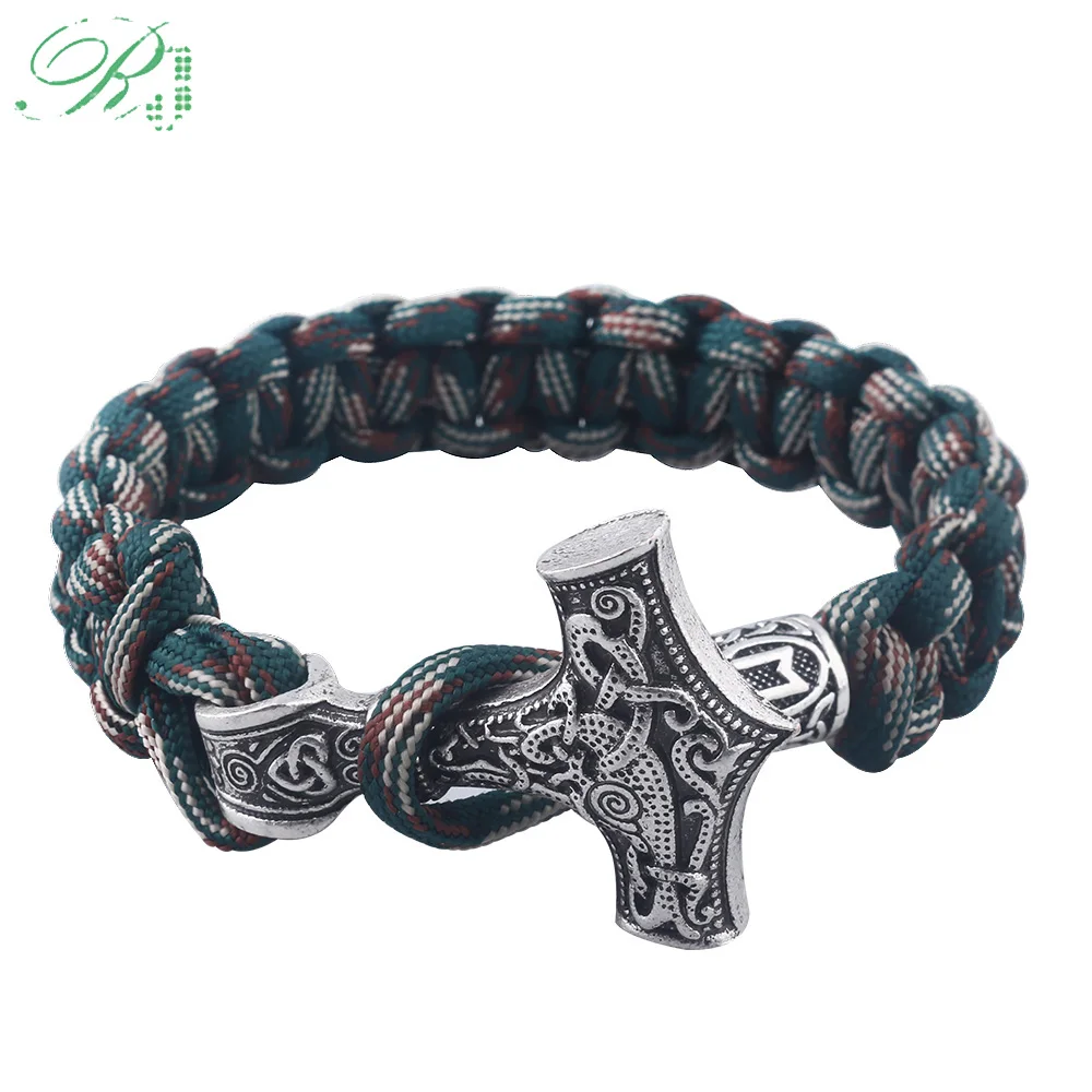 RJ اليدوية نورس فايكنغ أساور ثور Mjolnir المطرقة Paracord شارة تميمة رون عقدة الاسكندنافية أساور الرجال المجوهرات الهدايا RJ اليدوية نورس فايكنغ أساور ثور Mjolnir المطرقة Paracord شارة تميمة رون عقدة الاسكندنافية أساور الرجال المجوهرات الهدايا