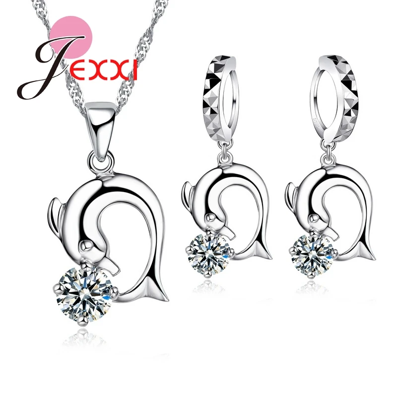

S90 Design Modern Jewelry Dolphins Ball Pendant Necklace And Earrings Banquet Decoration Wedding Jewelry Sets