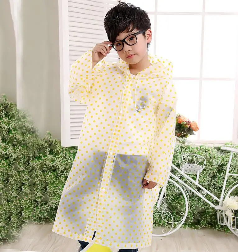 7.Student Raincoat for Child Children Dot Kid Girls boy Rain Coat Waterproof Long Rainwear Poncho Rainsuit Rainjacket Hot sale
