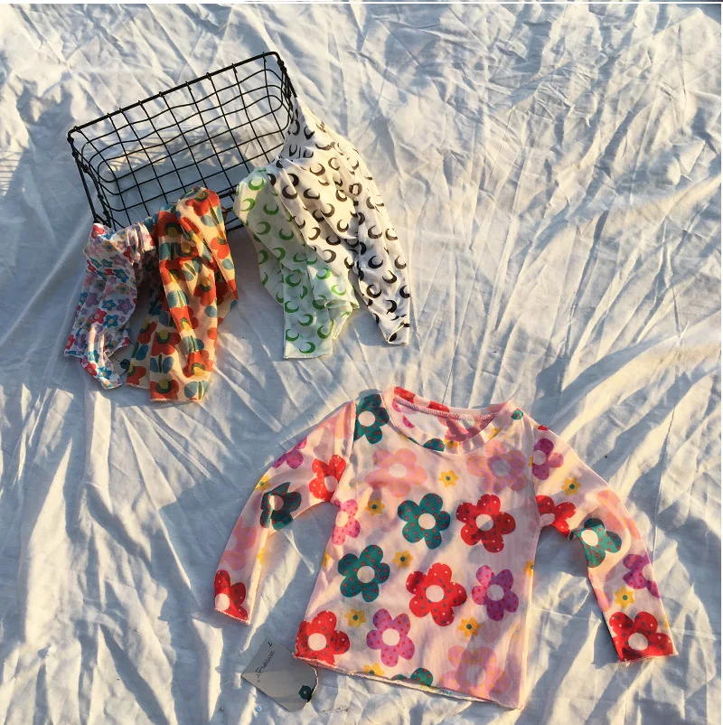 2019 Summer Fashion Thin Sun protection Mother Daughter Long Sleeve Floral T-shirt Family Matching Clothes Mommy and Me Clothes