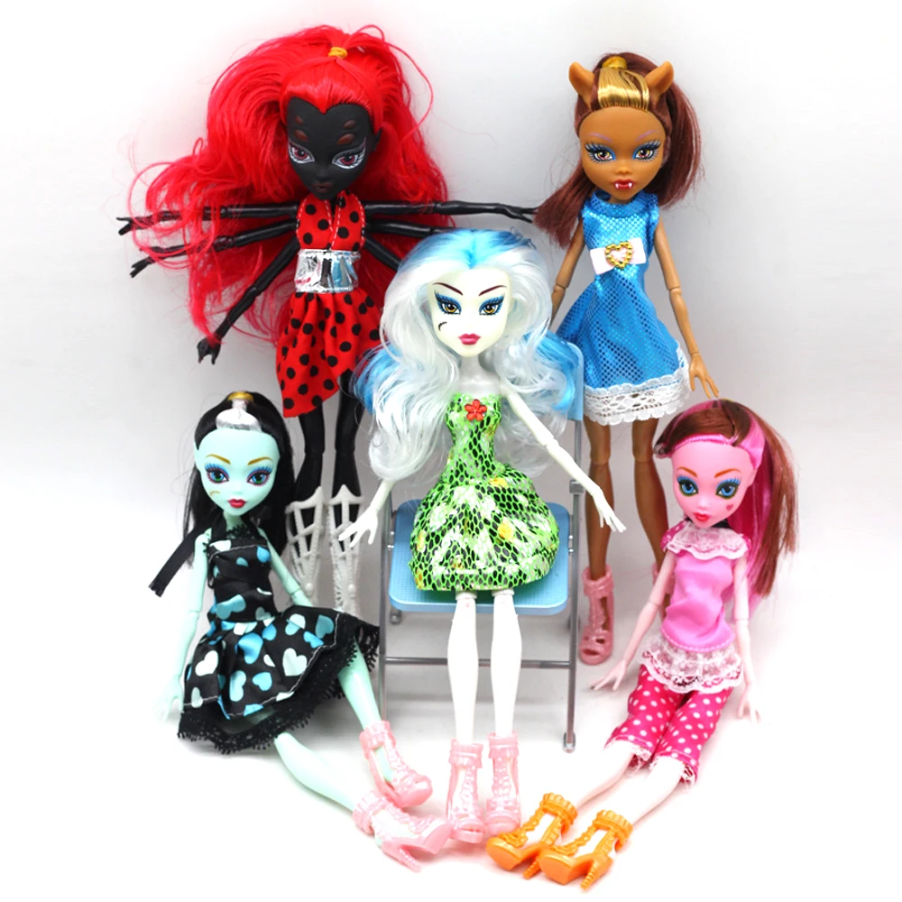 

High Quality Fasion Monster Dolls Draculaura/Clawdeen Wolf/ Frankie Stein / Black WYDOWNA Spider Moveable Body Girls Toys Gift