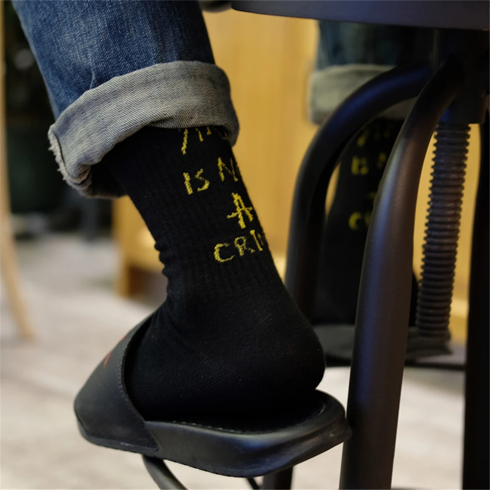 

Spring Autumn Women's Cotton Crew Socks Street Fashion Hip Hop Solid Color Letter Pattern Street Dance Wild Casual Funny Socks