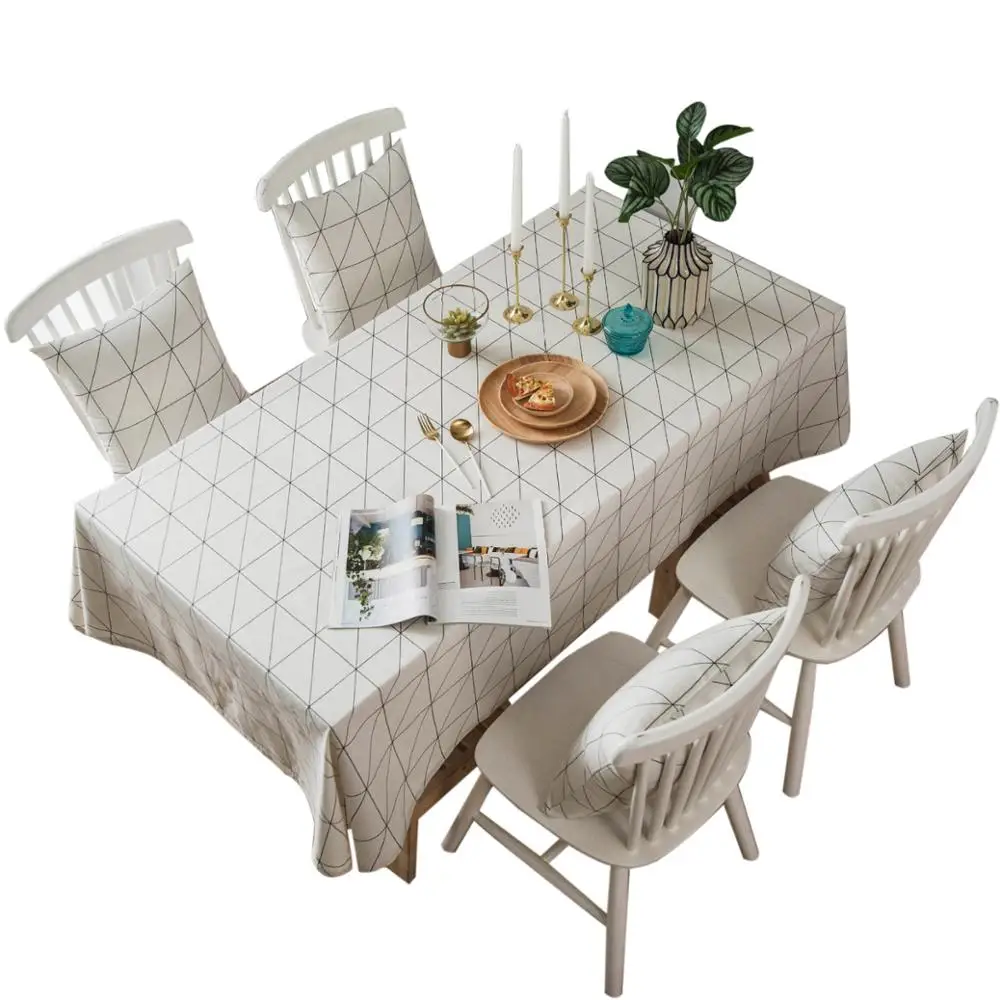 بسيطة Linellae تصميم مفرش طاولة مطبوع لينة عشاء الشاي نهاية الجدول غطاء ل الغبار ديكور المنزل الأبيض أسود سماط