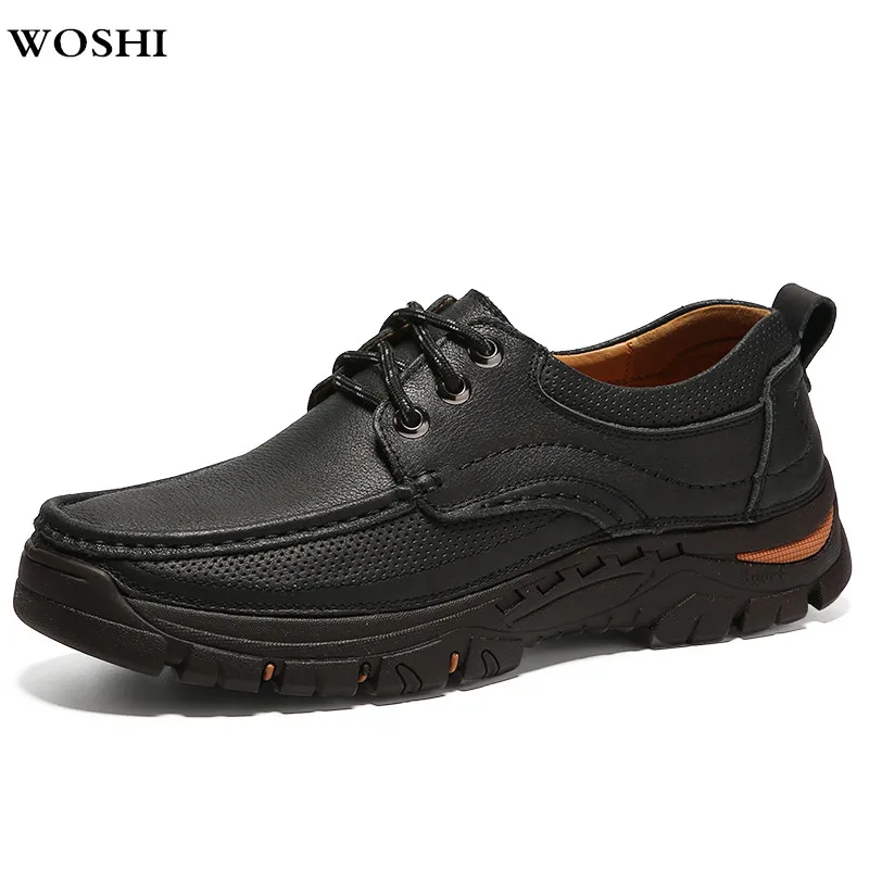 

fashion Men Casual Shoes Genuine Leather Men oxfords Shoes Lace up Breathable Soft Autumn Flats Formal Shoes Sapato Masculino k5