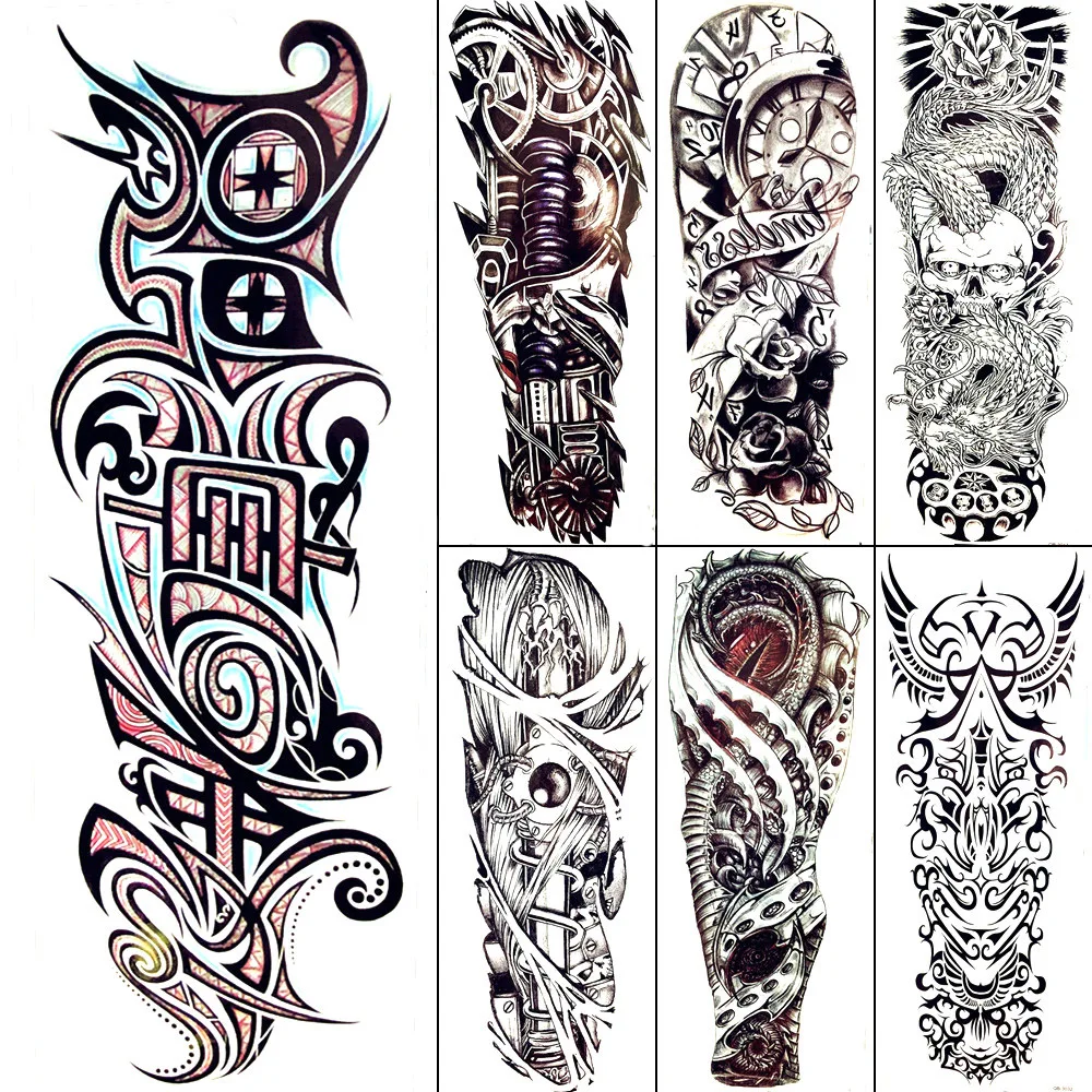 Black Totem Temporary Tattoo Men Cool Mechanical Arm Art Drawing Tattoo  Stickers Boys Full Long Legs Fake Tatoos Summer Style - Temporary Tattoos -  AliExpress