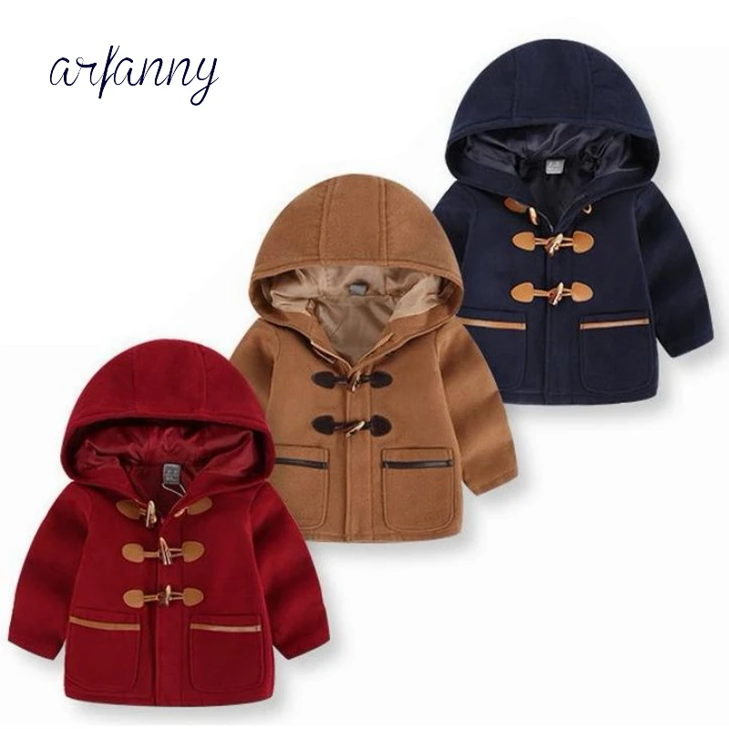 Fashion Boys Jacket 2 3 4 5 6 7 Year Baby Boy Horn Button Woolen Coat Children's clothing Autumn kids Hooded jacket clothes Fashion Boys Jacket 2 3 4 5 6 7 Year Baby Boy Horn Button Woolen Coat Children's clothing Autumn kids Hooded jacket clothes