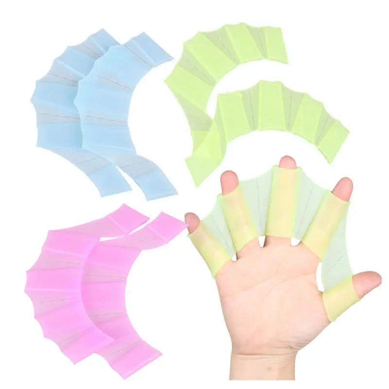 Adult Kids Silicone Swim Hand Fins Swimming Training Webbed Paddle Gear Glove 