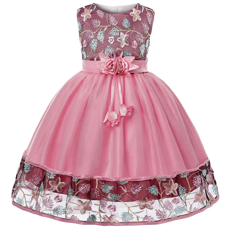 Платье с вышивкой для девочек; коллекция года; пасхальное Пышное Платье-пачка; Детские Свадебные платья для девочек; vestidos; праздничное платье принцессы; одежда для детей