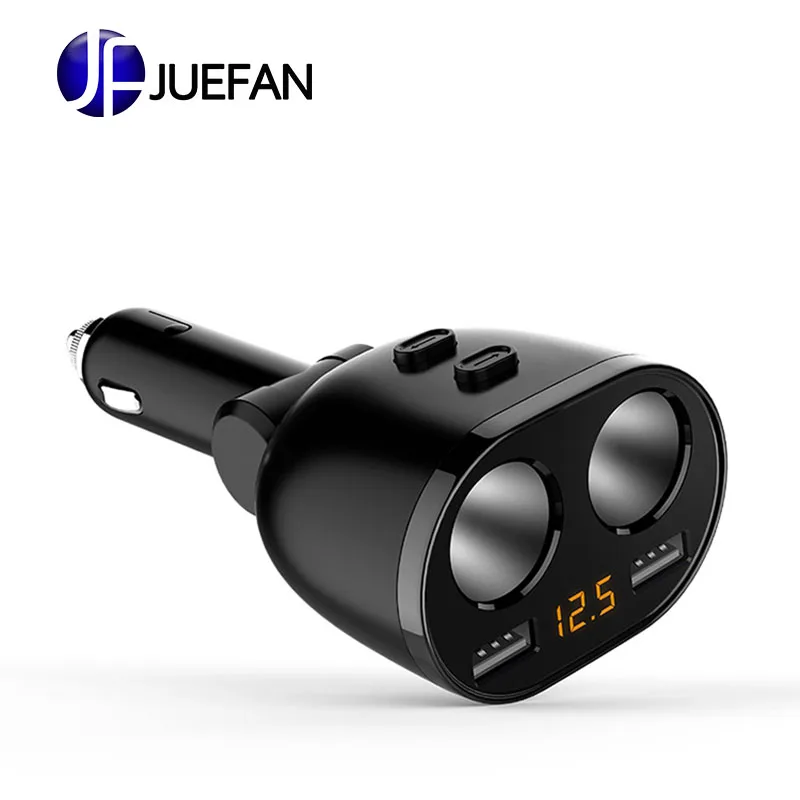 

Vehicle charger One minute two cigarette lighter, double USB car charging.