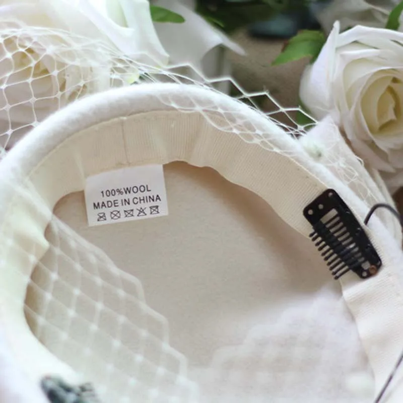 QPALCR для женщин Шерсть Pill Hat Винтаж сетки галстук бабочка фетровые вечерние свадебные очаровательные женские береты