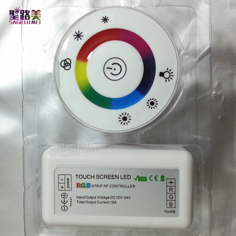 DC12V-DC24V светодиодный сенсорный круглый RGB контроллер 18A 7 ключей RF пульт дистанционного управления для 5050 3528 2835 Светодиодный светодиодные полосы света