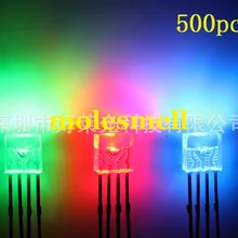500 шт. 2x5x5 мм прямоугольные лампы три цвета rgb led, общий анод, вода прозрачная линза, 4 контакта со светодиодной подсветкой