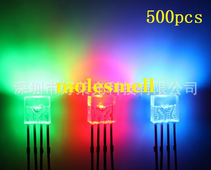 500 шт. 2x5x5 мм прямоугольная лампа три цвета RGB светодиодный общий анод прозрачные