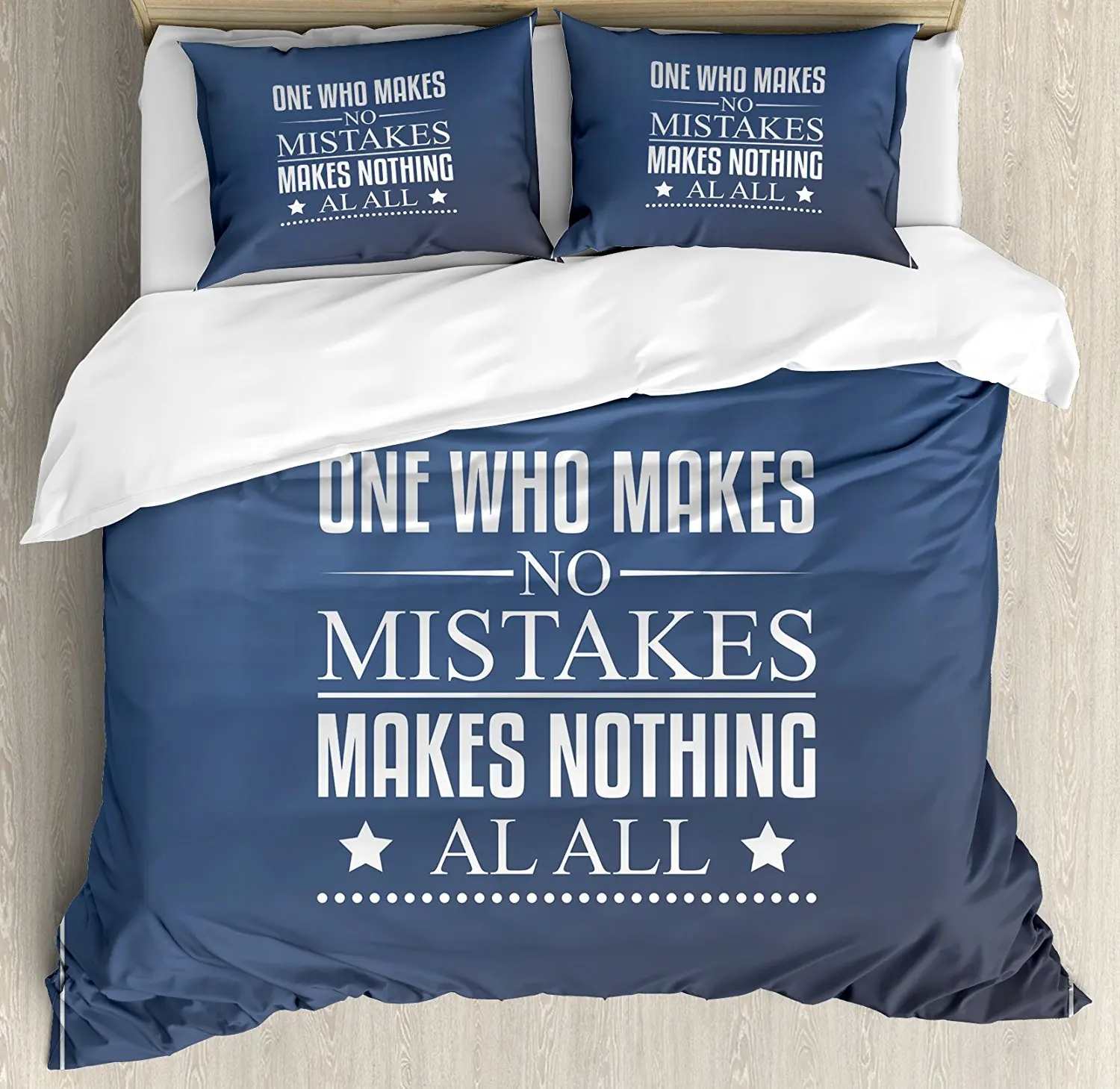 

Motivational Duvet Cover Set Wise Words about Learning from Your Mistakes with Vintage Hipster Design 4 Piece Bedding Set