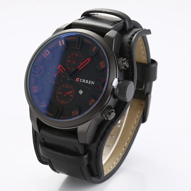  Curren Top Men Watches 2016 Luxury Brand Relogios Auto Date Quartz Genuine Leather Male Watch Men relogio masculino reloj hombre 