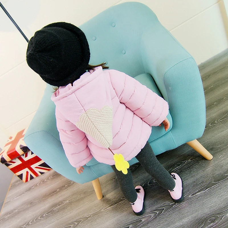 Baby girl Coat In Winter Leisure style Hat the tail flower  Sunflower knit pocket cotton-padded jacket for Kids Children (26)