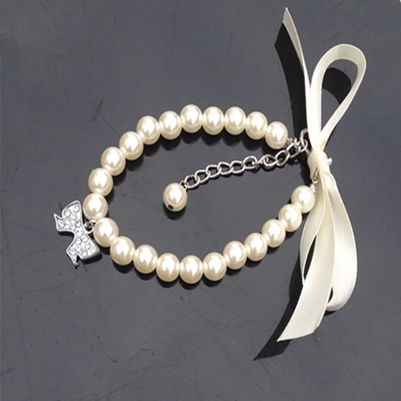 

Dog Collar Diamond Pet Collars Dog Accessories Rhinestone Pearl Necklace Leashes For Little Dogs Pet Products Cachorro