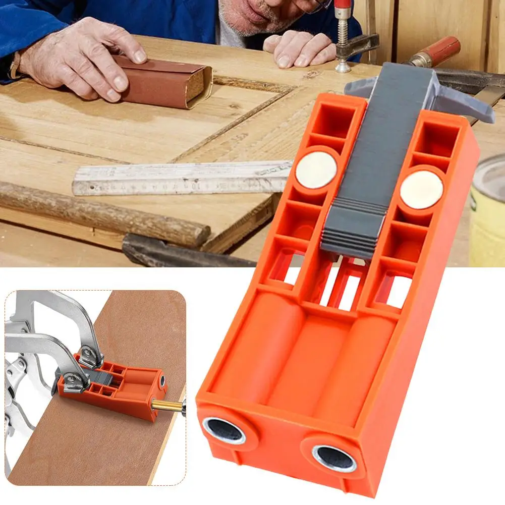 

Adjustable Pocket Hole Jig Woodworking Tools Wear-resistant Metal Drill Sleeve Punching Tools ABS Plastic Material Not Rusty