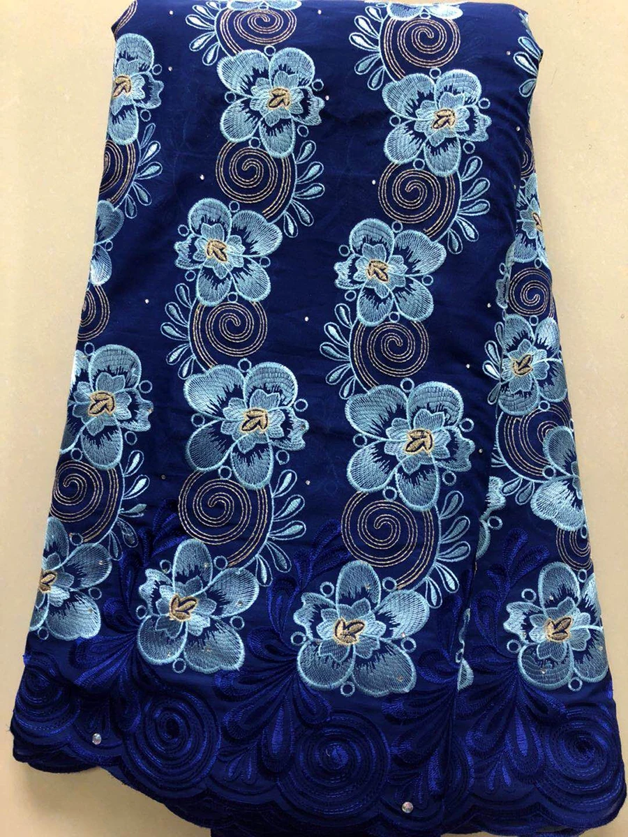 

2019 Latest Flower design Nigerian Royal blue Laces Fabrics High Quality African Laces Fabric For Wedding Dress 5 yards/lot