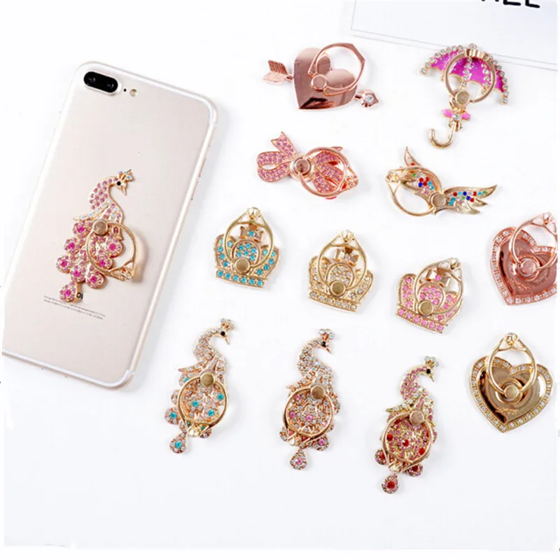 

UVR Mobile Phone Stand Holder Metal For iPhone Xiaomi Huawei All Phone Finger Ring Mobile Smartphone Phone Holder Stand Diamond
