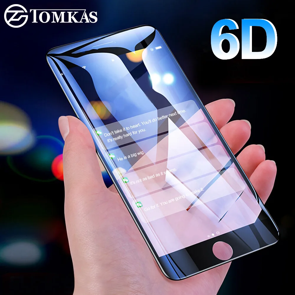 Стекло TOMKAS 6D с закругленными краями для iPhone 6 6S защита экрана закаленная пленка 8 7
