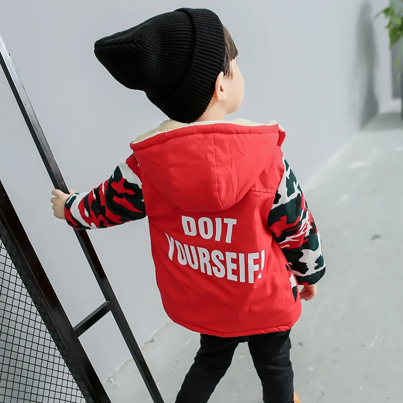 

Unisex Warm Winter Long sleeves Light cotton Plus camouflage Printed letters cotton Hoodies kids Clothes boys Easy tights hoody