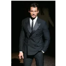 Дизайн мужские костюмы модная Высококачественная обувь формальный костюм с лацканами двубортные мужские деловые костюмы(куртка+ Штаны