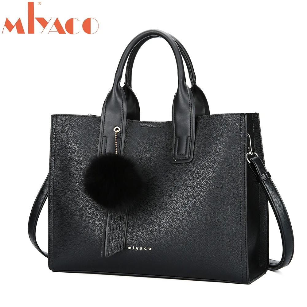 MIYACO Handbag for Women Leather Tote Bags Designer Handbags Elegant Crossbody Bags Ladies Hand Bags with Tassel&Furry ball цена MIYACO Handbag for Women Leather Tote Bags Designer Handbags Elegant Crossbody Bags Ladies Hand Bags with Tassel&Furry ball цены онлайн