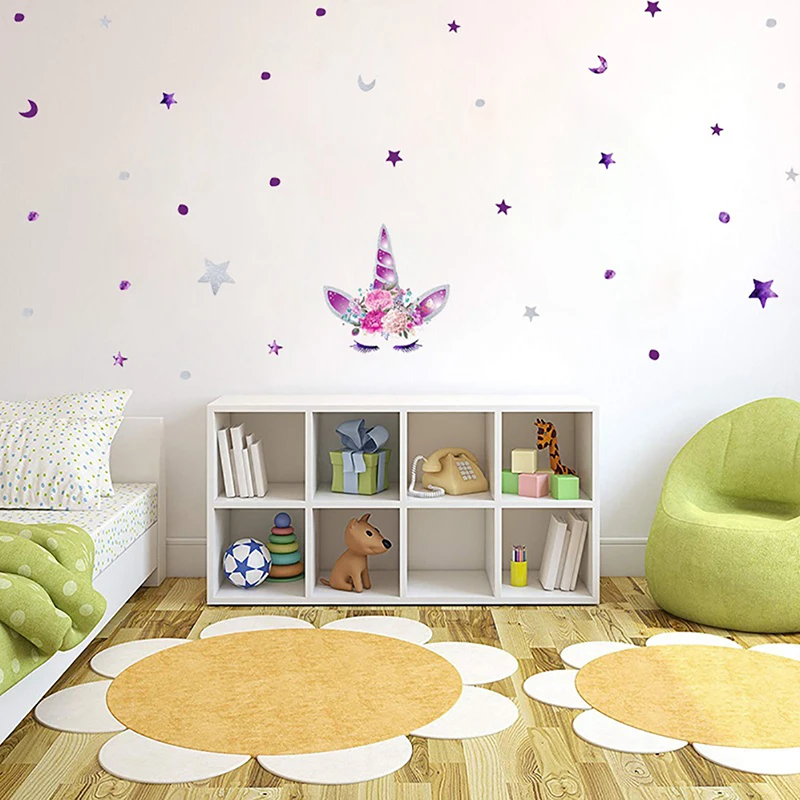 DIY Stars Cute Flower Animals Vinyl Home Wall Decals Cartoon Unicorns
