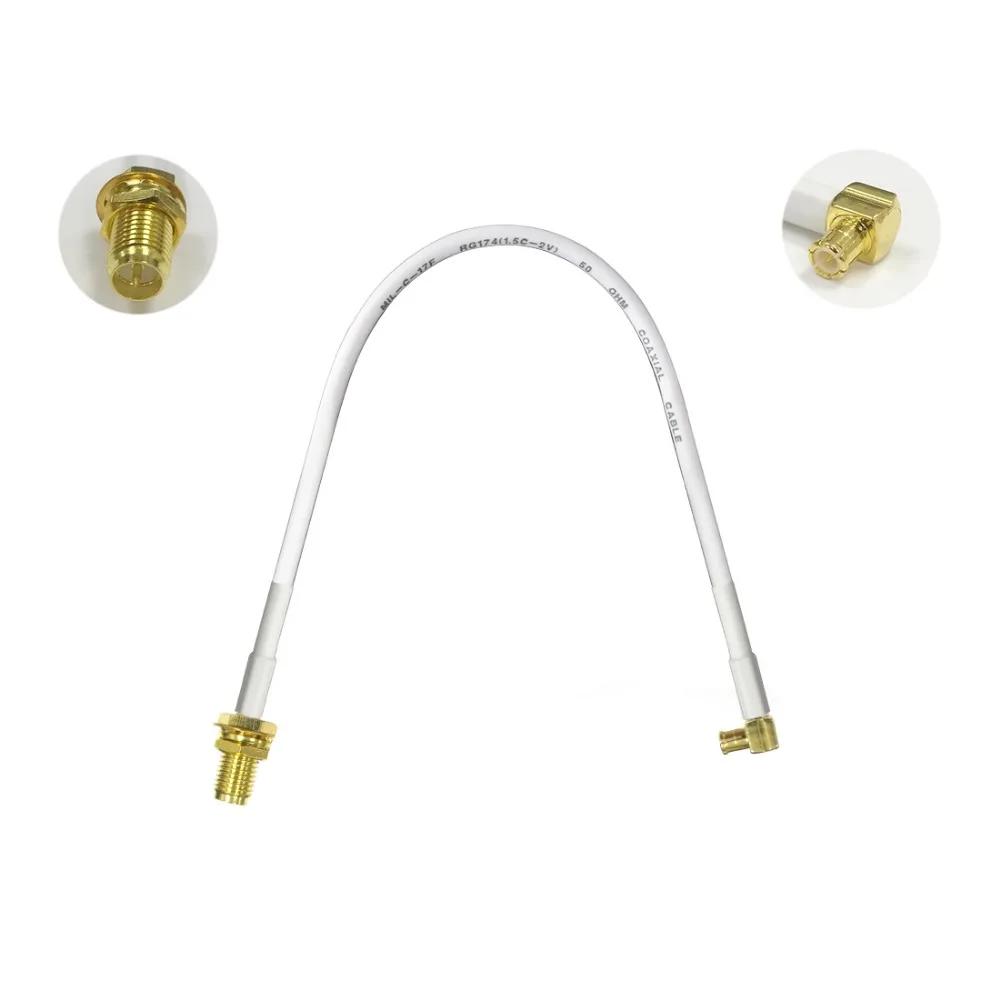 1PC RP-SMA Female nut to MCX Male right angle plug 15cm 30cm 50cm low loss high quality for wifi antenna anti-corrosive