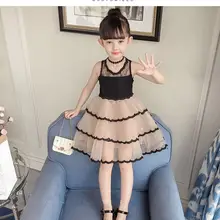 Модное летнее платье для маленьких девочек детский жилет с бретельками для крупных девочек кружевные вечерние платья трапециевидной формы для выпускного вечера Детские платья для подростков