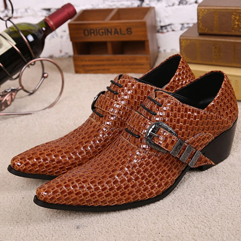 New 2017 Men's Fashion Embossed Genuine Leather Buckle Oxford Zapatos Mujer Mens Shoes Dress Suit Party Business Men Shoe