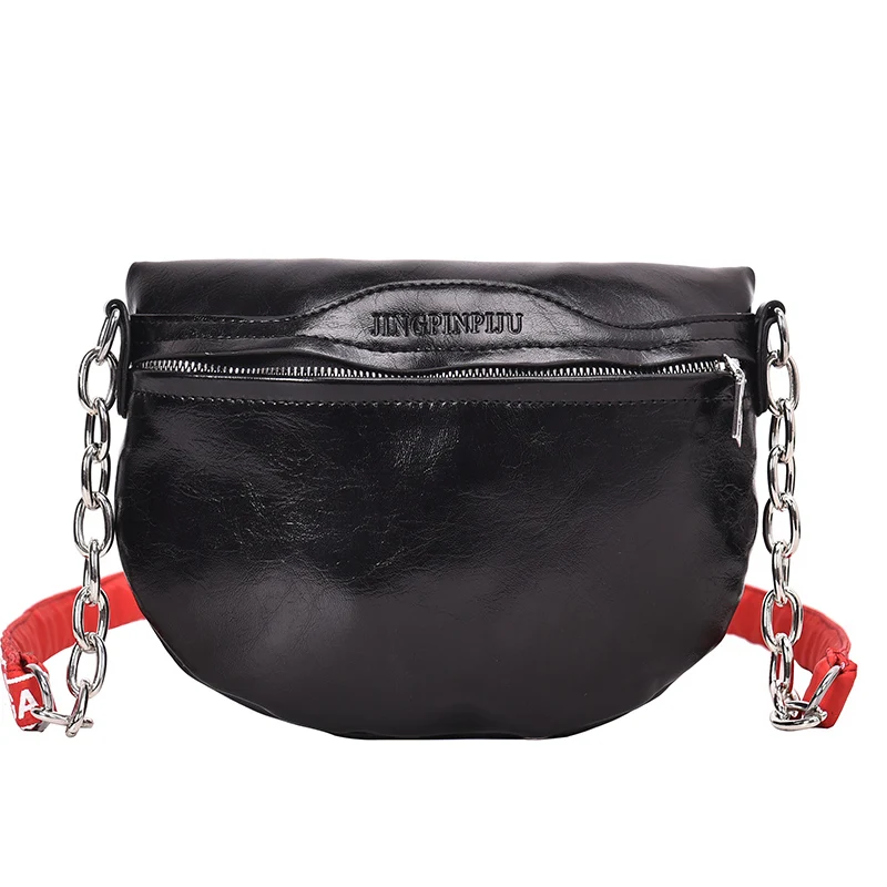 

Women's Waist Bag PU leather Chain Fanny Pack Bananka Bag Fashion Wild For The Belt Satchel Women Catwalk Belly Band Belt Bag