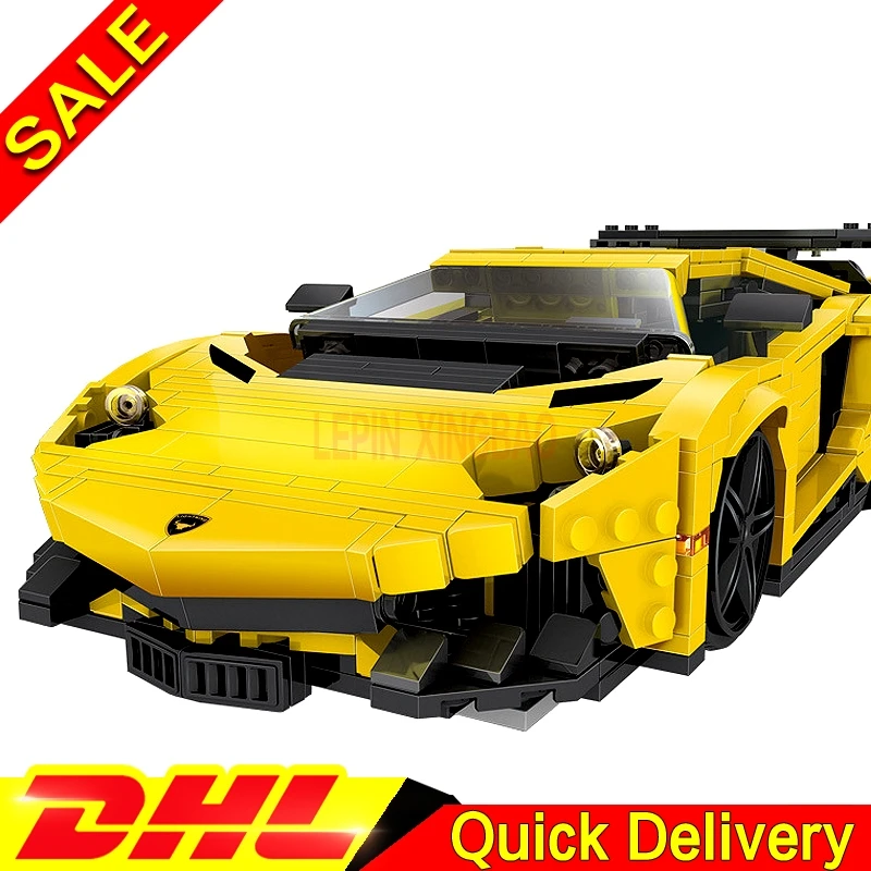 Блок xingbao 03008 оригинальная серия MOC Technic комплект гоночных автомобилей с желтой