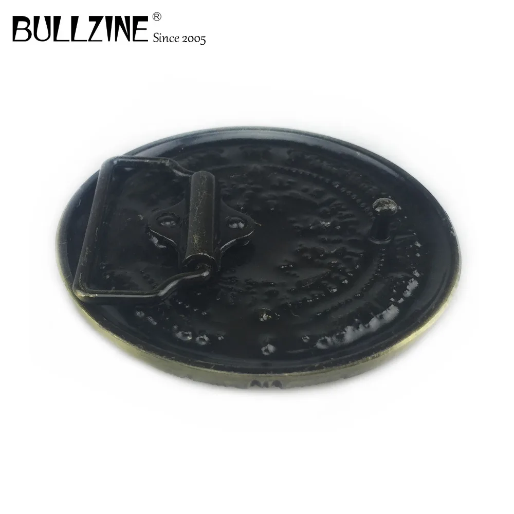 Круглая пряжка для ремня Bullzine Aztec с календарем античной латунной отделкой