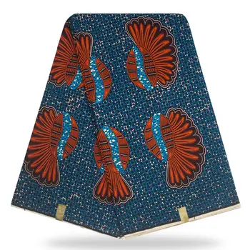 

100% Cotton High Quality African Wax Prints Fabric Cotton Wax Blue Color Wax Ankara Fabric 6 yards Y90409-2