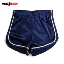 Свободные для занятий спортом шорты для Для женщин дышащие мягкие Короткие Йога Синий Высокая талия спортивная одежда в полоску спортивные трусы Костюмы для Фитнес