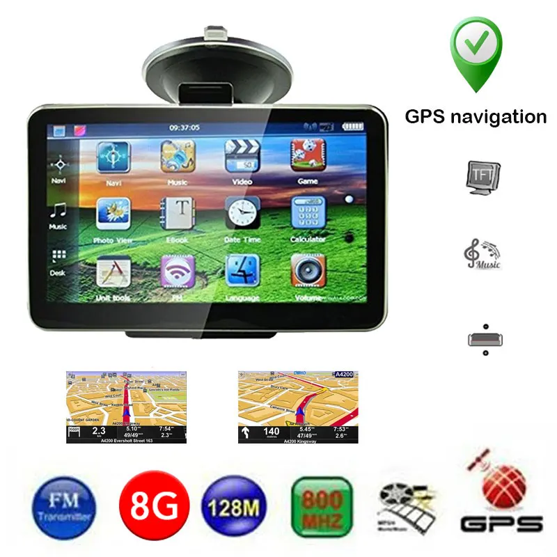 Система навигации транспортного средства gps навигатор Универсальный Автомобильный навигатор датчики карта 8 ГБ 4,3 дюймов многофункциональный FM передача портативный