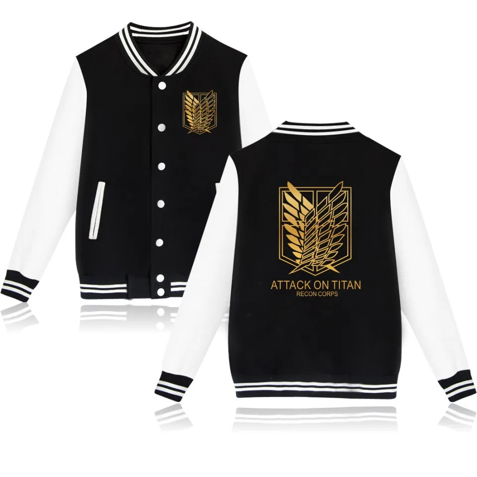 

XXS-4XL Hot Comic Attack On Titan Recon Corps Baseball Jacket Unisex Hoodies Sweatshirt Eren cosplay Costumes hoodie Plus Size