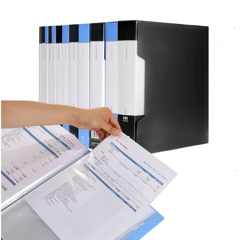

20/30/40/60/100 Pocket Business A4 Sheet Presentation Book Letter Size Inserts File Transparent View Document Protection office