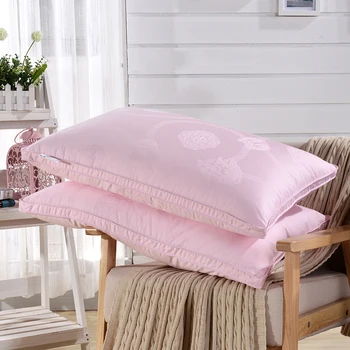 

750 Fill Power Pink Wedding Goose Down Pillows ,100% Cotton Fabric Proof Cover,Wegiht 38 OZ Filling 100% Goose,Size 48x74cm