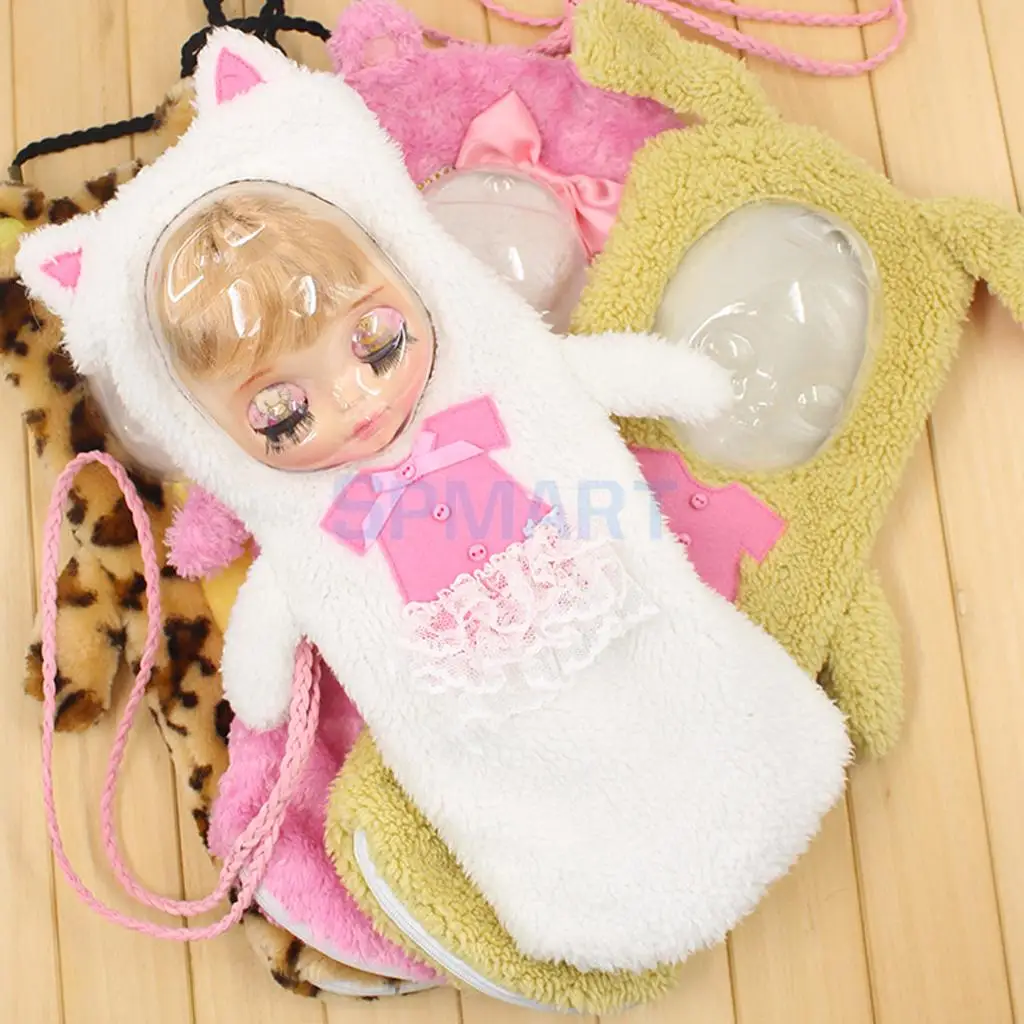 1/6 Scale Single Cord Strap Zipped Sleeping Bag Case Carrier for 12'' Blythe Doll Storage and Carrying Accessories Supplies