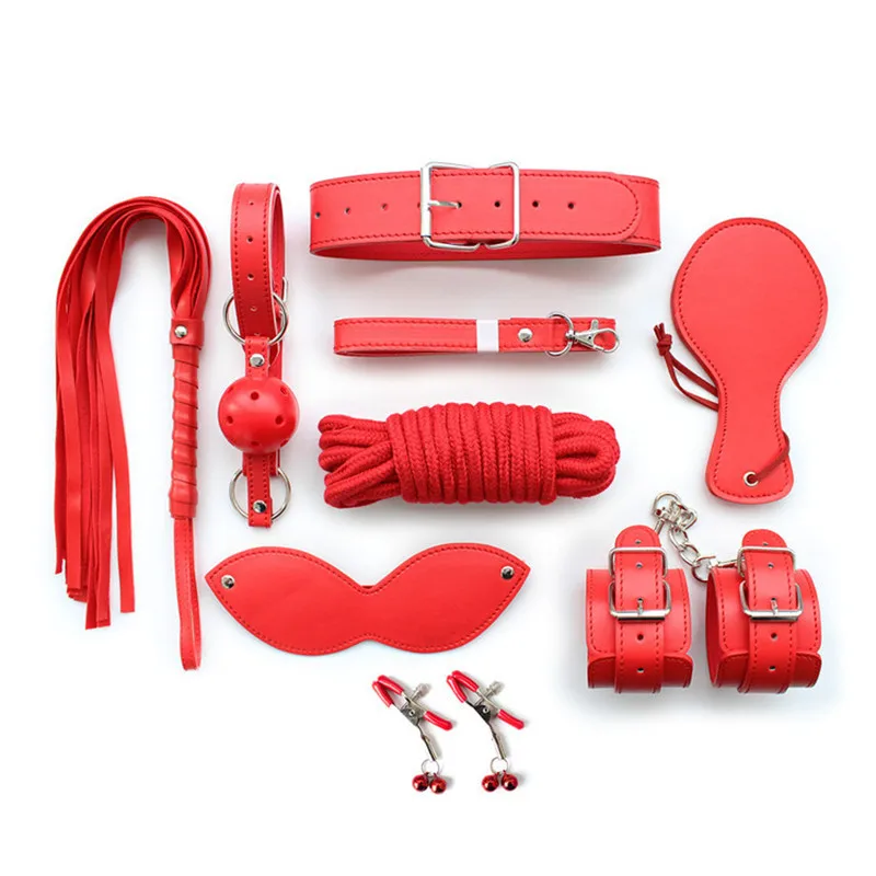 Buy 8 Pcs Kit Sex Bondage Kit Set Sex Products Red Pu