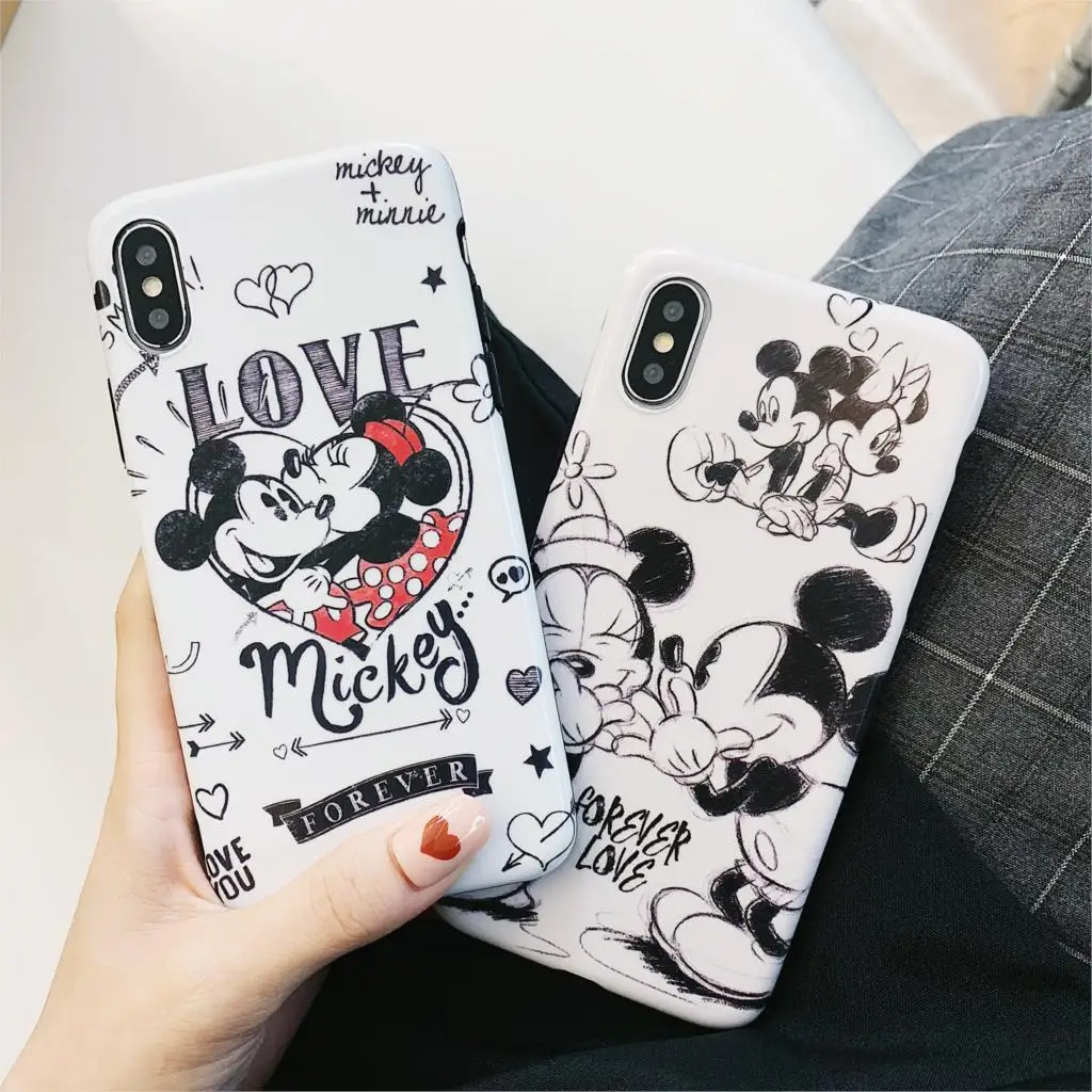 

Love Mickey Minnie Funda for iphone 7 Case Cute Cartoon IMD Phone Case for iphone X XR XS Max 6 6S 7 8 Plus Cover Matte Capa