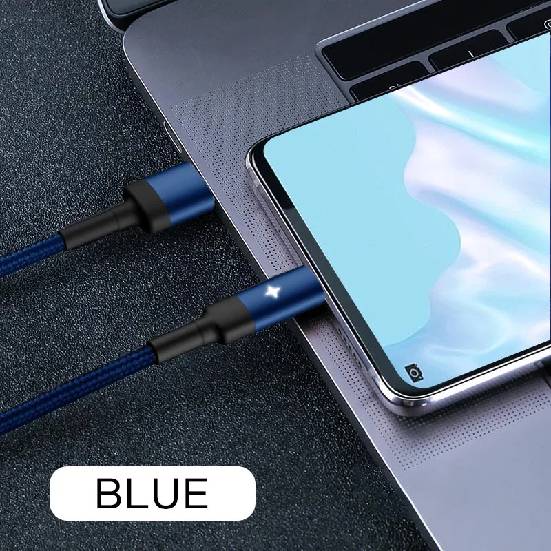 Yesido CA28 Smart power Off usb type C кабель для быстрой зарядки type-c кабель для samsung S10 S9 Xiaomi huawei USB C кабель для передачи данных - Цвет: Blue