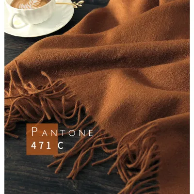 Роскошный бренд, 30% шерстяной шарф для женщин, однотонный, с кисточками, Толстый кашемир, Женская шаль, теплая зимняя Пашмина, большой длинный палантин 200X70 см - Цвет: Caramel Scarf