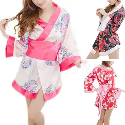 Сексуальная Цветочная японская кимоно сценическая Пижама Женское белье платье банный халат Paja ma